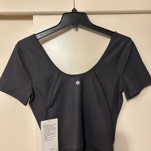 lululemon athletica Charcoal Black Embossed Align Tee Crop Top